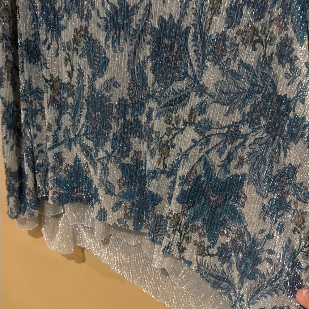 Anthropologie metallic floral pleated top - Picture 3 of 5